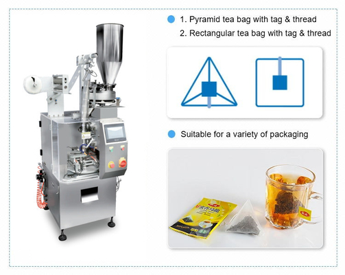 Automatische Theezakje van de het Voedsel Verpakkende Machine 10g van de piramide het Nylon Filter met Koordmarkering