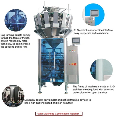 Verticale Grote de Verpakkingsmachine van Voedselkorrels Automatische het Wegen en het Vullen Machine